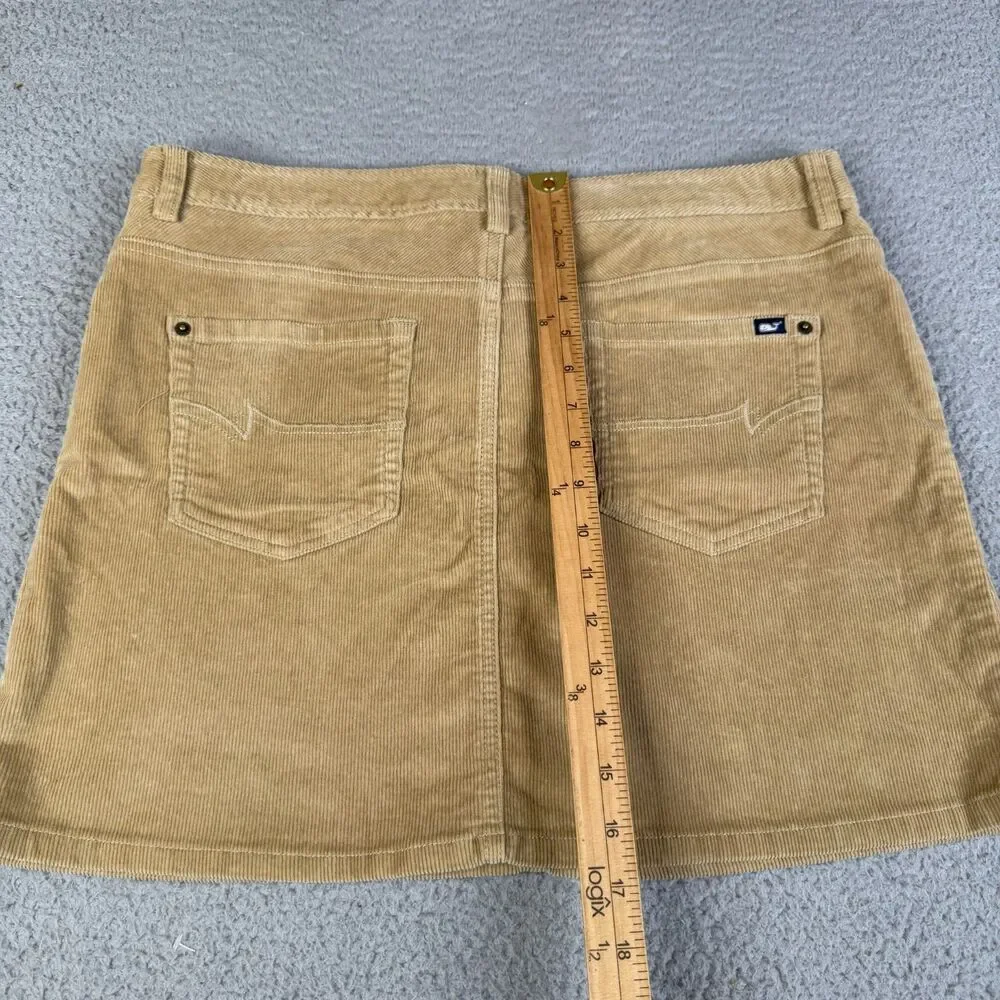 Vineyard Vines Corduroy Skirt 12 Beige Khaki Sand 5 Pocket Zip Fly Stretch